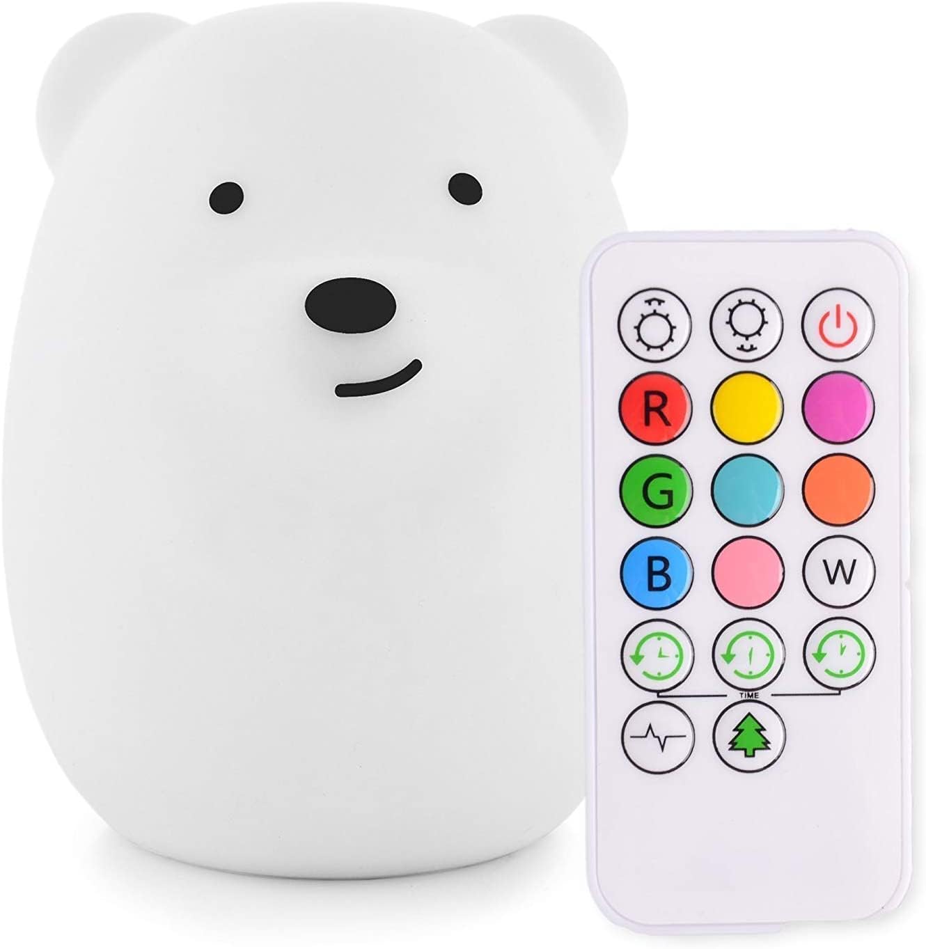 Kolorowa Lampka Nocna dla Dzieci, Dotykowa Lampa LED, 9 Kolorów USB Akumulatorowa Lampa Dotykowa, Lampa Silikonowa, Lampka Nocna, - Miś