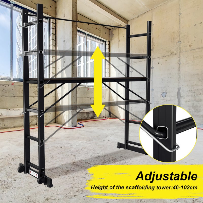 Echafaudage domestique: Hauteur de travail max 2.76m , noir - 6