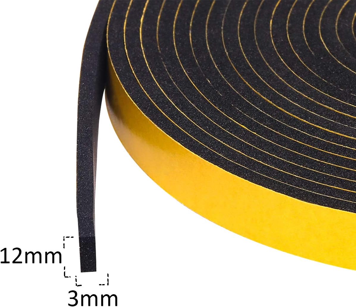 Joint Adhésif en Mousse Caoutchouc pour Isolation Fenêtre, Joint pour Porte Entrée, 1 rouleaux 12mm x3mm x4m, Joint en bande Multifonction - 2