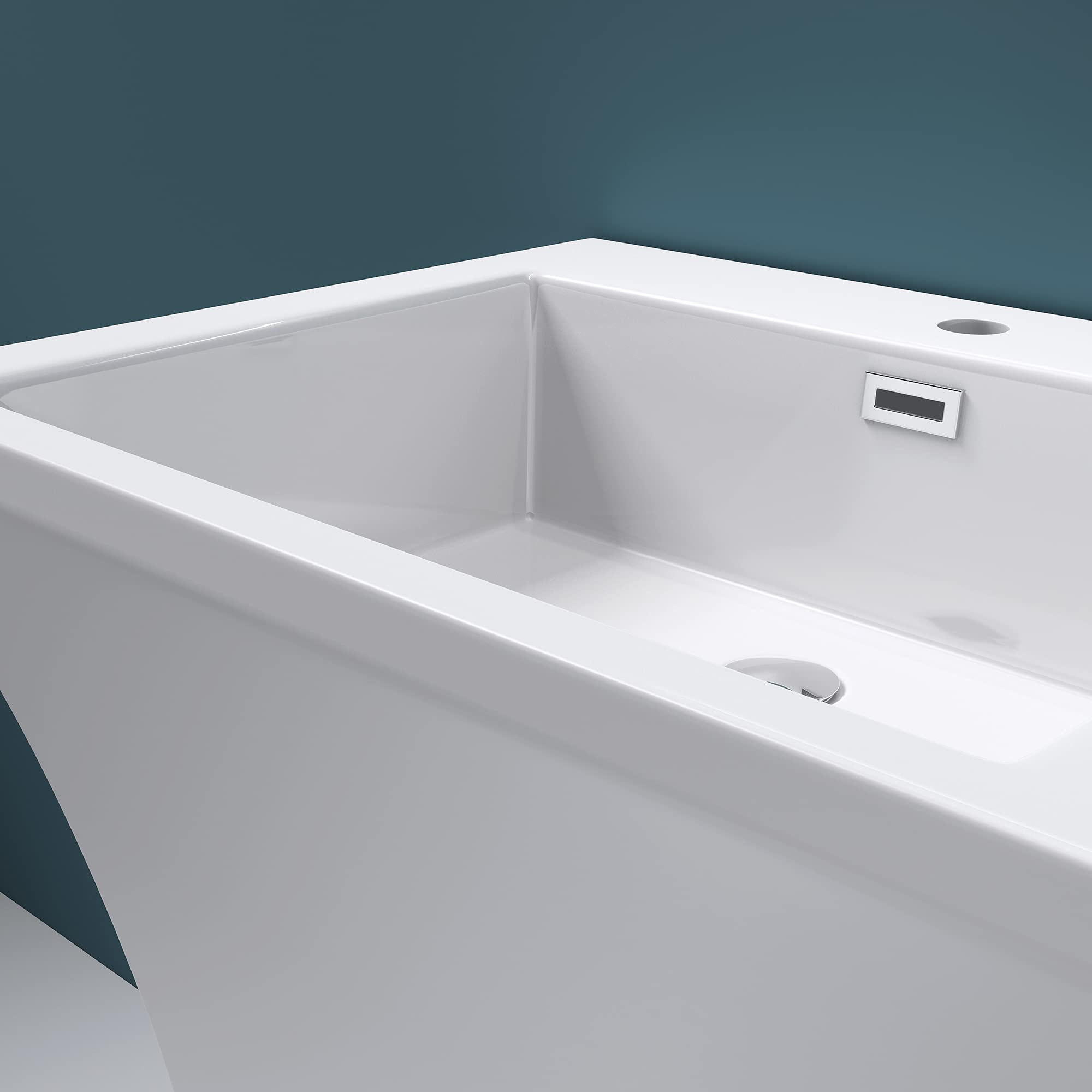 Lavabo sur Pied, Vasque Colonne Rectangulaire, 60x48x82cm, avec Trop-Plein, Lave Mains Blanc en Résine, pour Salle de Bains, Col07 Mai & Mai - 3