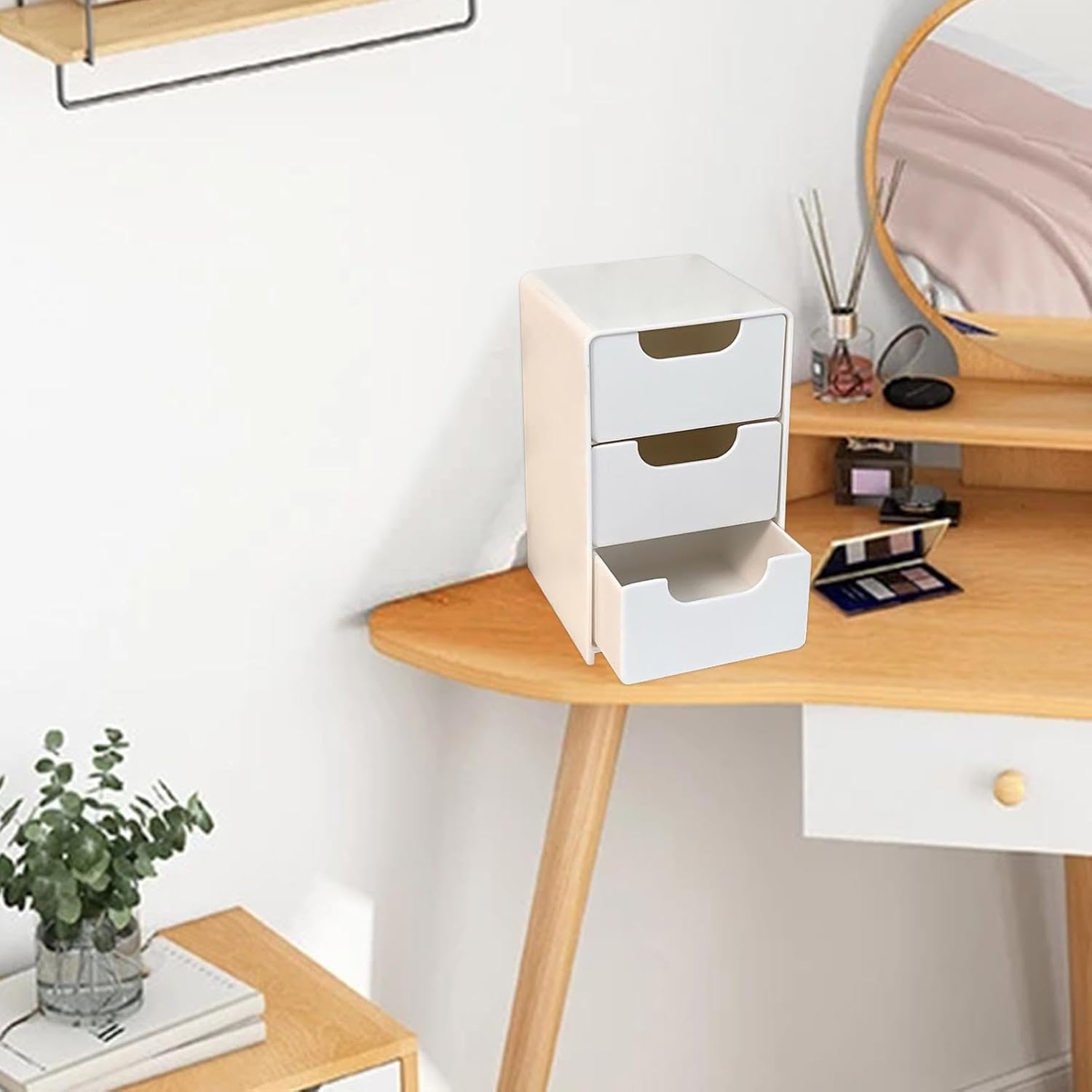 Boîte à bijoux, rangement de trésor, boîte à bijoux à tiroir, organiseur de table, organiseur de table, boîte de rangement à 3 couches - 3