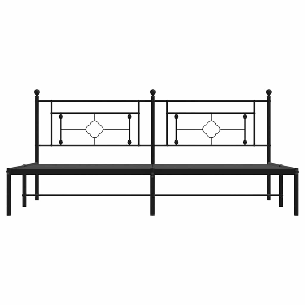 Estructura cama sin colchón con cabecero metal negro 193x203 cm vidaXL - 4
