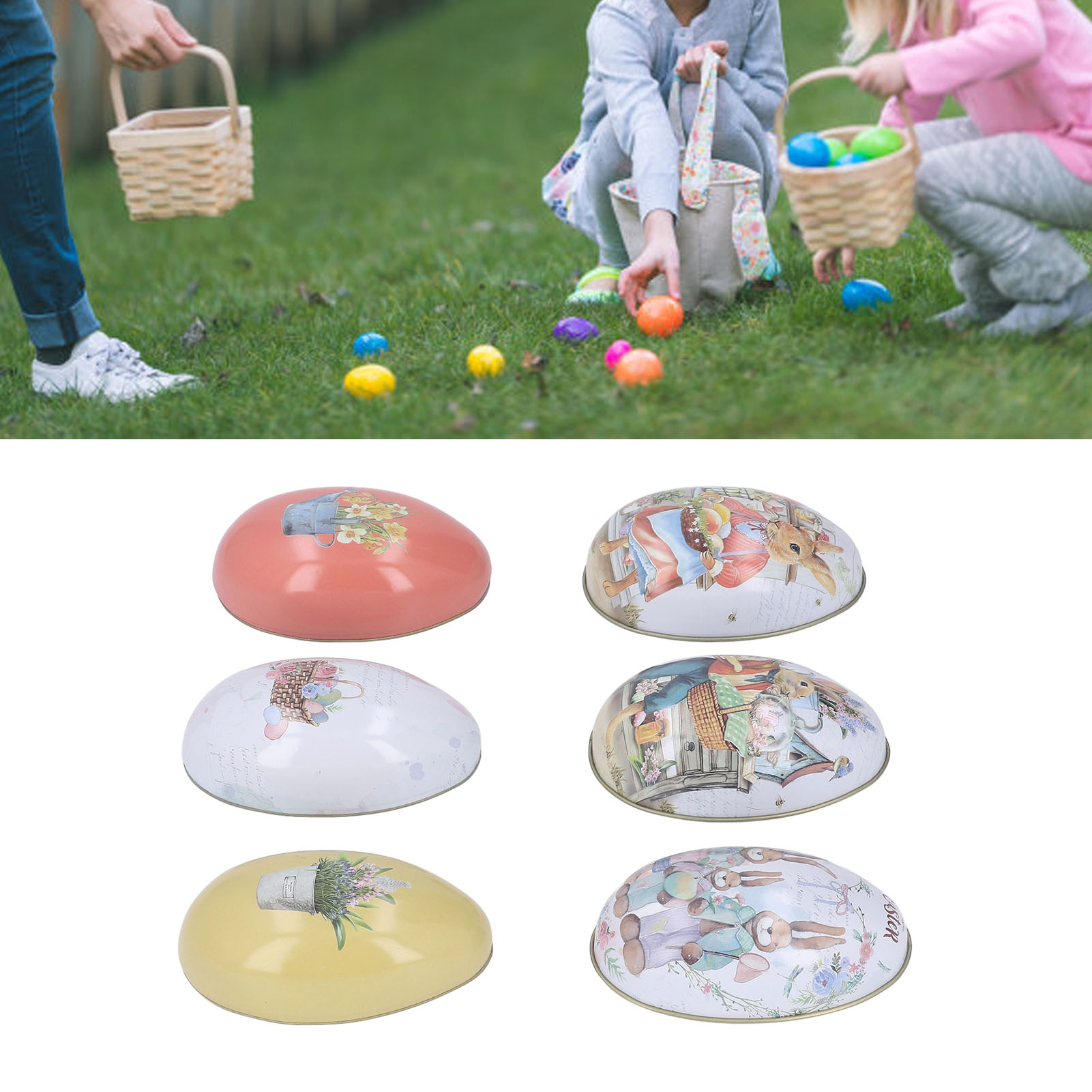 Boîtes en fer en forme d'œuf de Pâques, décoration, bonbons, bijoux - 5
