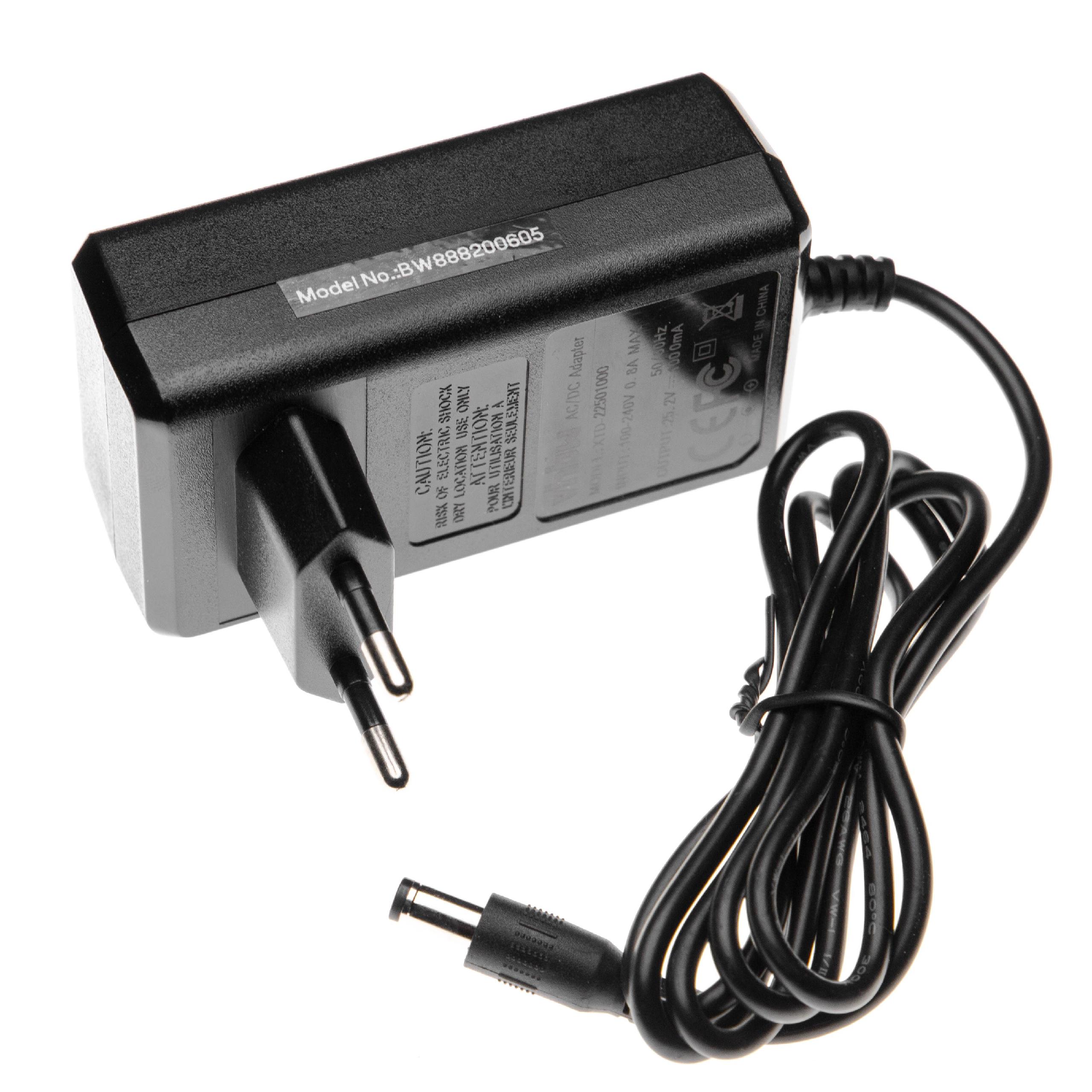 vhbw Adaptateur secteur pour appareils avec batteries blocs Li-ion 21.6 V- 22.2 V - Alimentation AC/DC avec connecteur rond 2,5 x 5,5 mm, 120 cm - 6