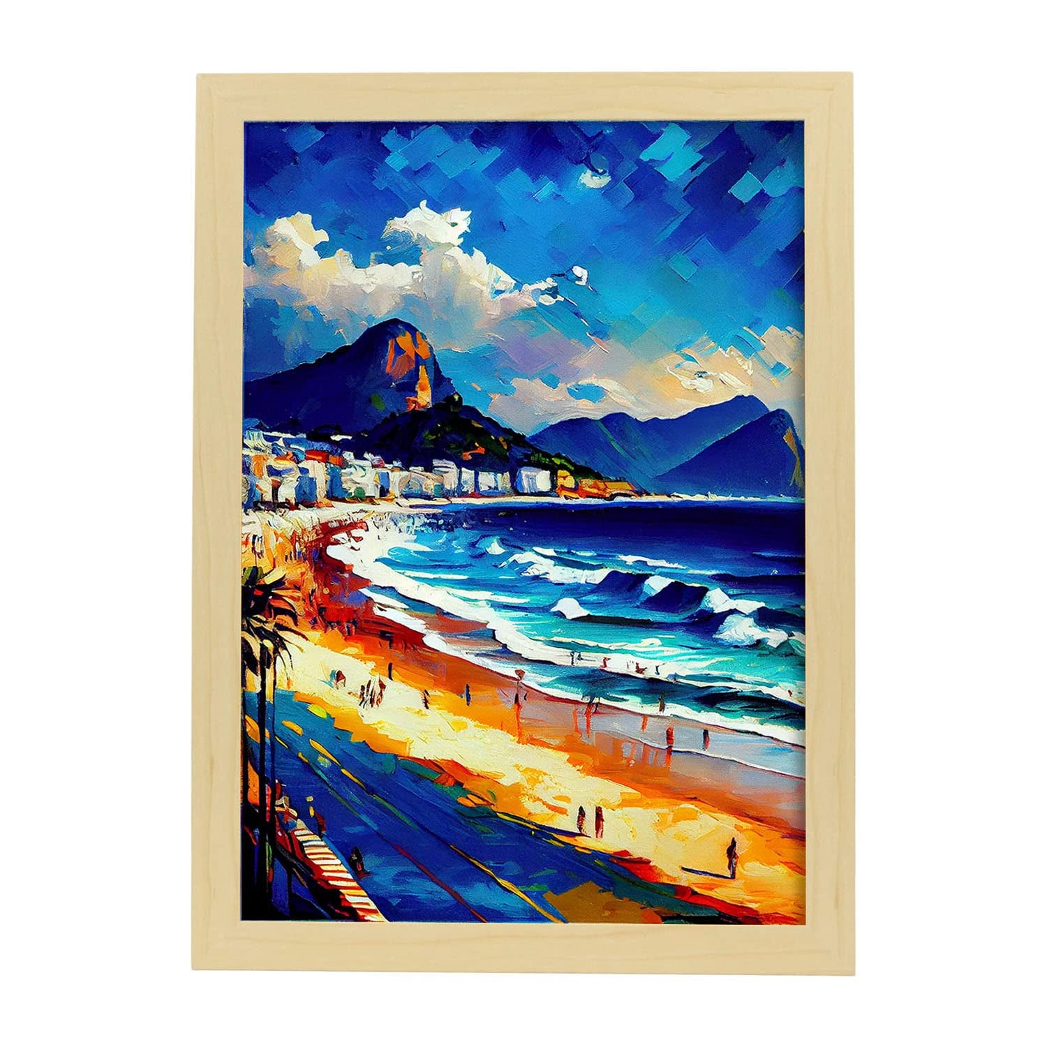 Nacnic poster de copacabana en estilo pintura al óleo ilustraciones de monumentos en estilo fotográfico a todo color diseño y a3 marcos madera