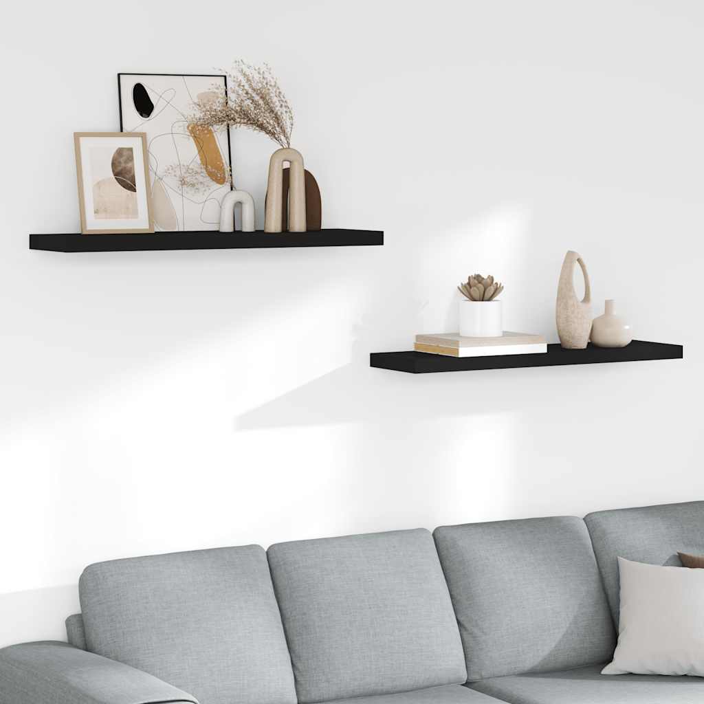 Półki ścienne, 2 szt., czarne, 90x23,5x3,8 cm, MDF vidaXL