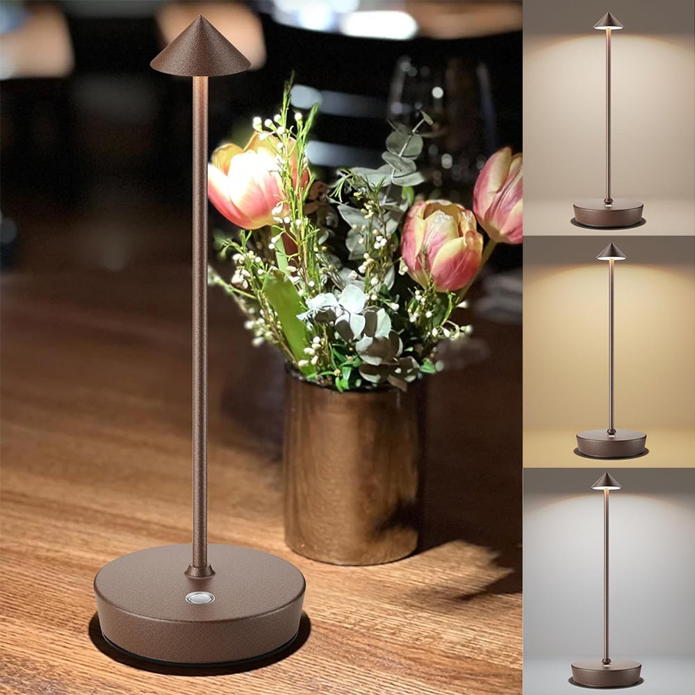 Ładowalne lampy stołowe, lampka biurkowa LED na baterie 3600mAh, przenośna, dotykowa, z regulacją, lampka nocna stołowa do jadalni i domu