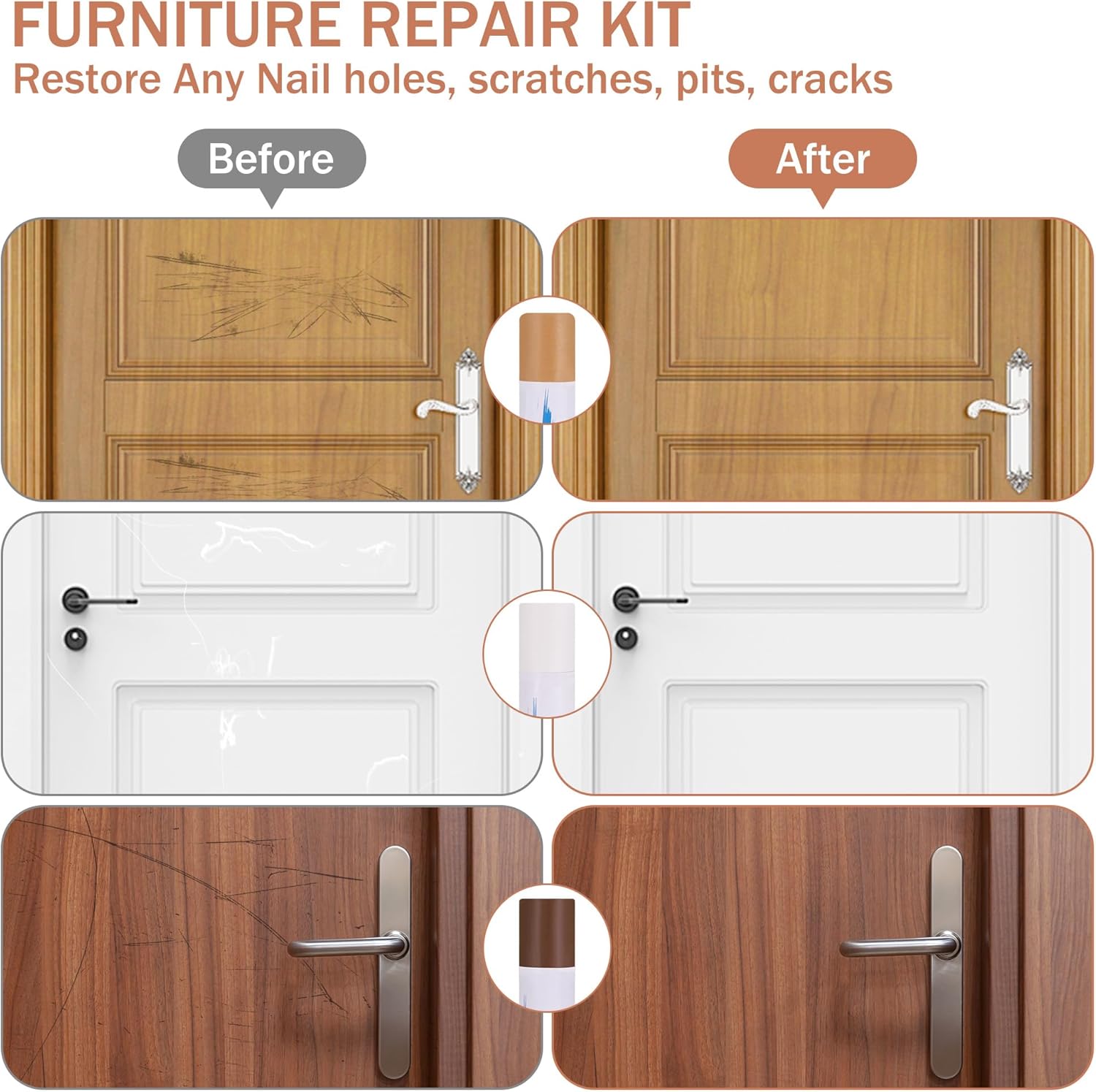 Kit di riparazione per parquet in 12 colori, kit di riparazione per piastrelle con raschietto, riparazione graffi per parquet, riparazione piastrelle - 3