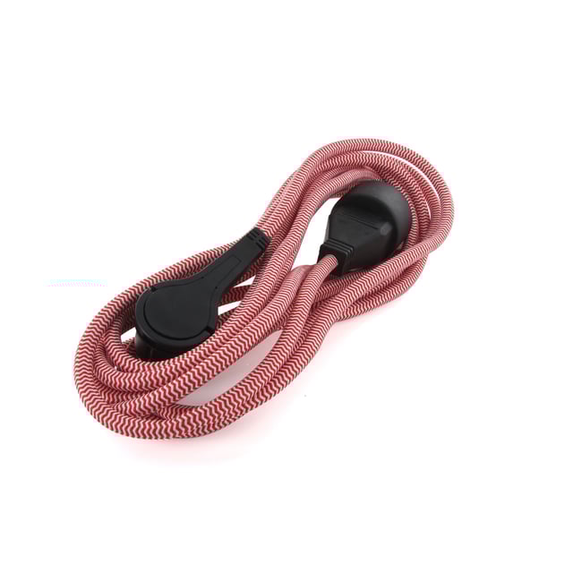 CHACON Prolunga tessile 3 m 3x1,5 m2 cavo tessile e spina piatta nera rossa / bianca