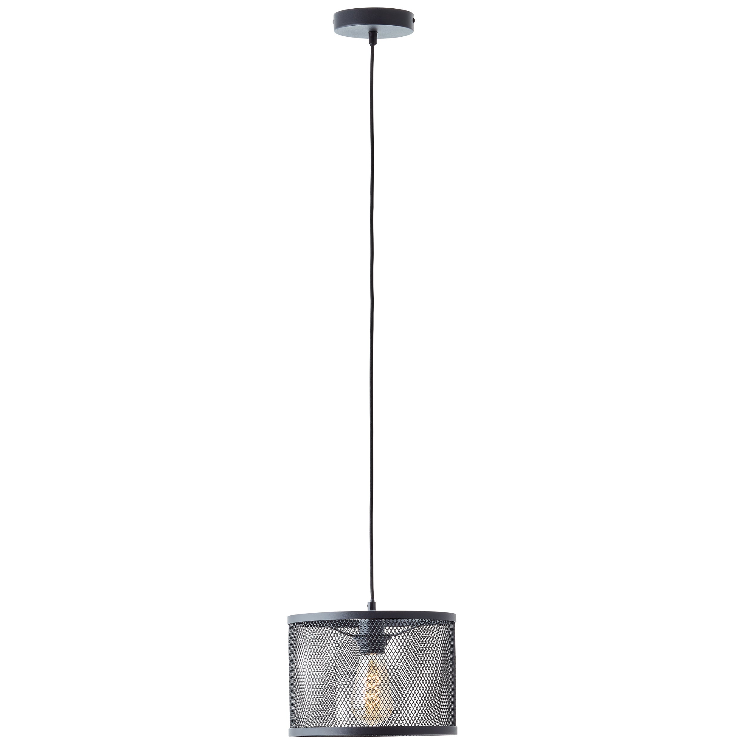 Brilliant Lampa wisząca Maze 25cm czarny metal/czarne szkło 1x A60, E27, 60 W