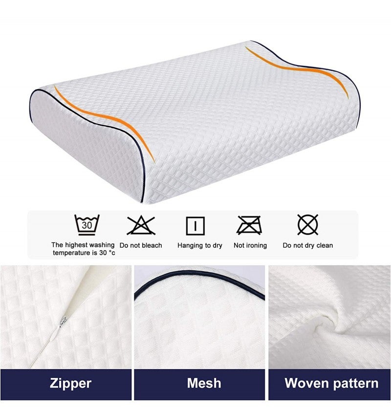 Almohada viscoelástica cervical memory foam contorno ergonómico 60x30x10cm - 3