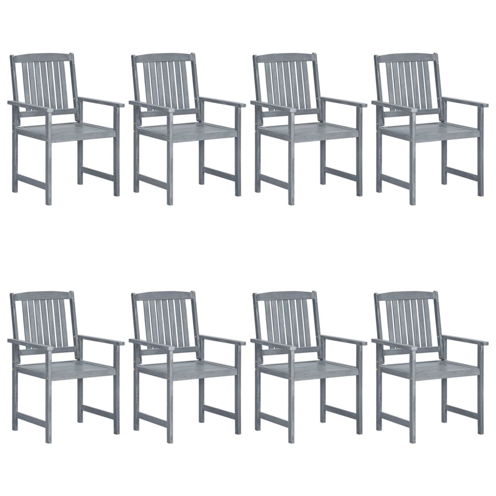 Chaises de jardin avec coussins 8 pcs Bois d'acacia solide Gris 11 - 3