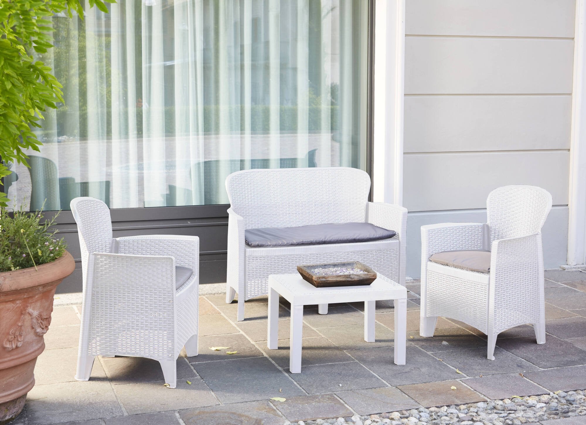 Salon bas de jardin en Plastique Blanc 4 personnes - 4