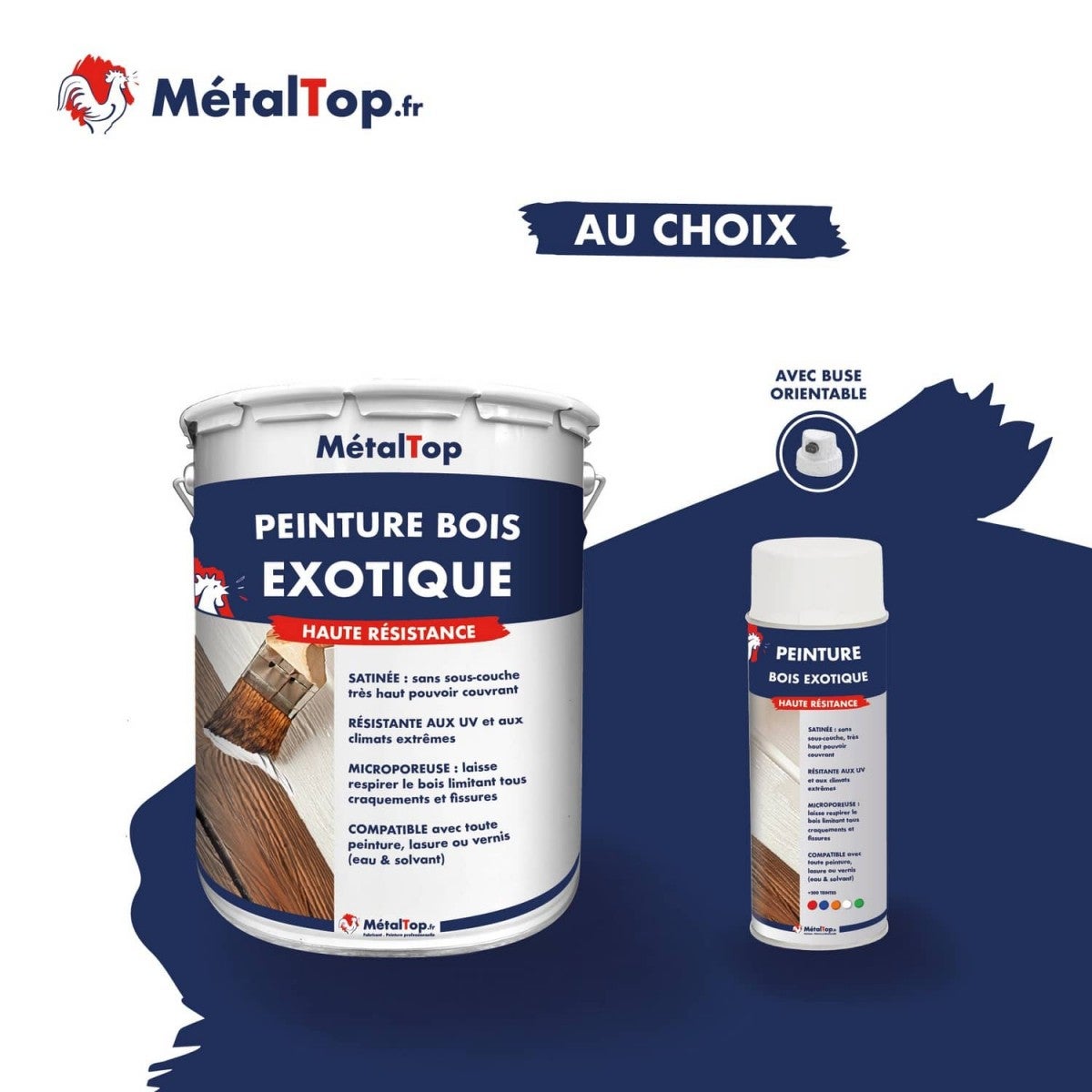 Peinture Bois Exotique - Rouge brun - RAL 3011 - 5 L - Métaltop - 6