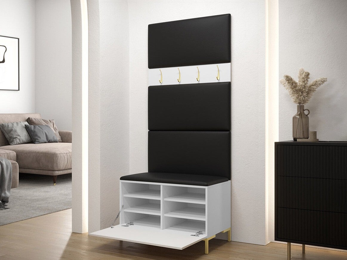 Conjunto para corredor Tivsoa 102, 196x84x46cm, Craft carvalho, Couro Ecológico, Placa de aglomerado laminado, Colocado, Montado nas parede - 4