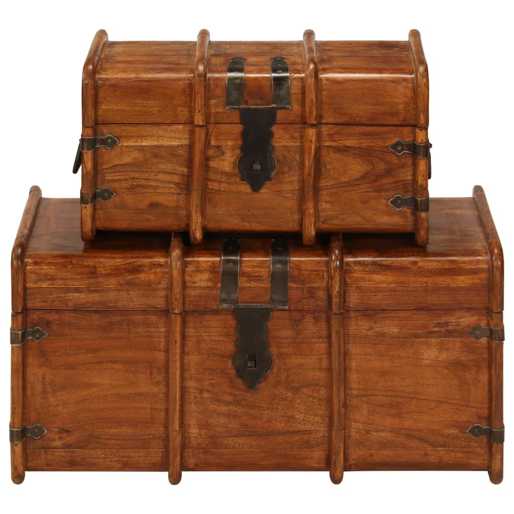 Coffres De Rangement 3 Pièces En Bois D'acacia Massif – Rangement Déco