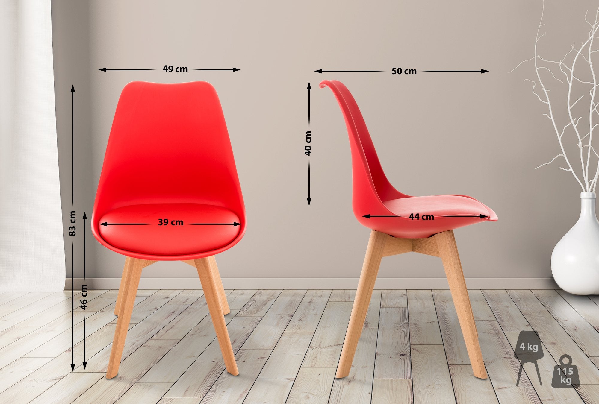 Set Sedie Pranzo Linares rosso|Plastica Leroy Merlin