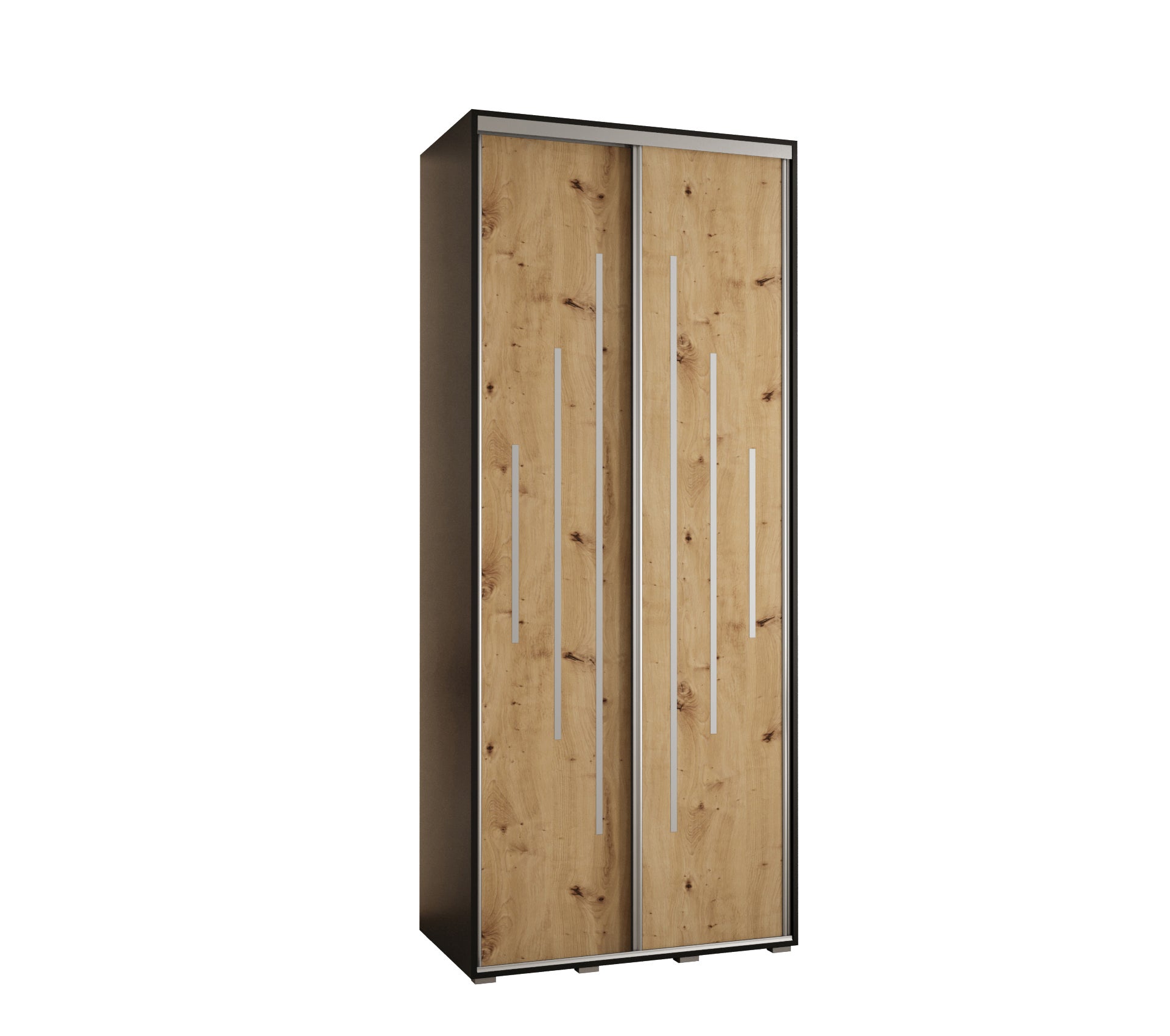 Szafa przesuwna wysoka Davos 12 100 x 45 x 235,2 cm czarny + artisan + u. srebrny - Abiks Meble
