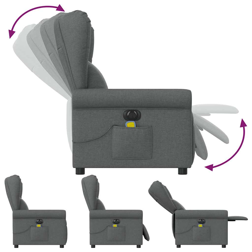 Fauteuil inclinable de massage | Fauteuil de relaxation | Chaise de relaxation électrique gris foncé tissu CFW296094 - 7