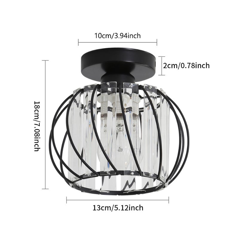 COMELY Plafonnier Industriel Cage Métal Noir E27, Luminaire Vintage pour Entrée Couloir Salon Chambre Cuisine - 7