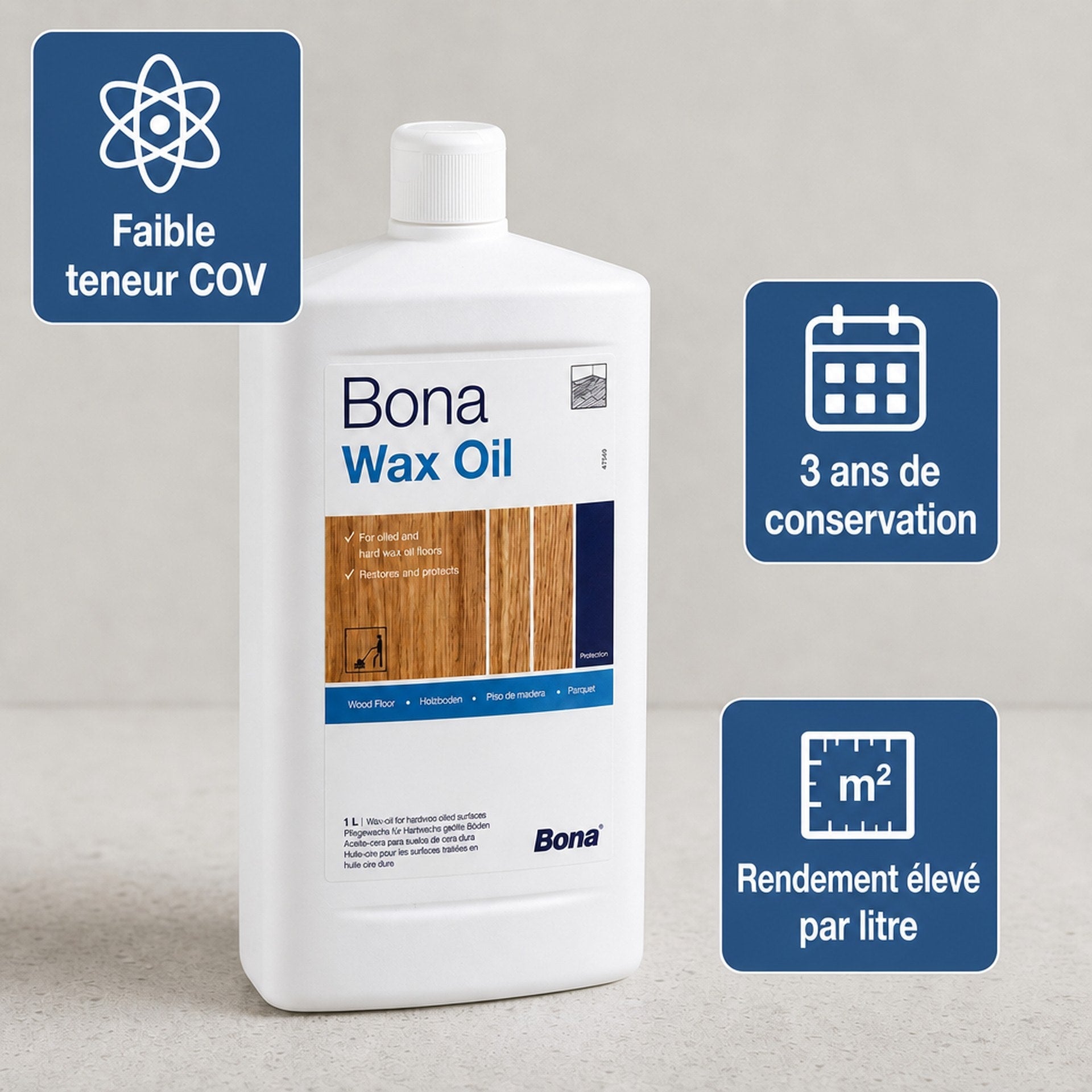 BONA Wax Oil W, une huile naturelle durable pour l'entretien des parquets huilés et cirés. - 6