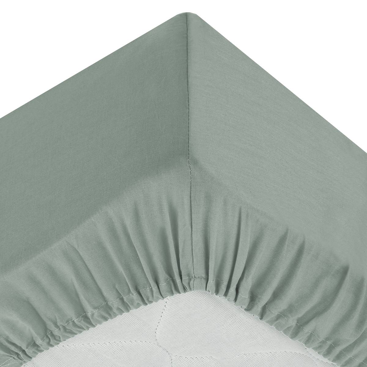 Drap-housse en coton - vert céladon - bonnet H30cm - 160x200 cm - Atmosphera créateur d'intérieur - 6