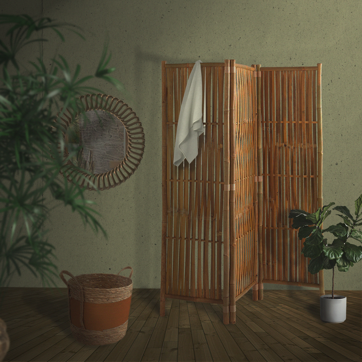 Paravent Bambou Naturel DRISS ALINEA - larg139 x H160 cm - 8