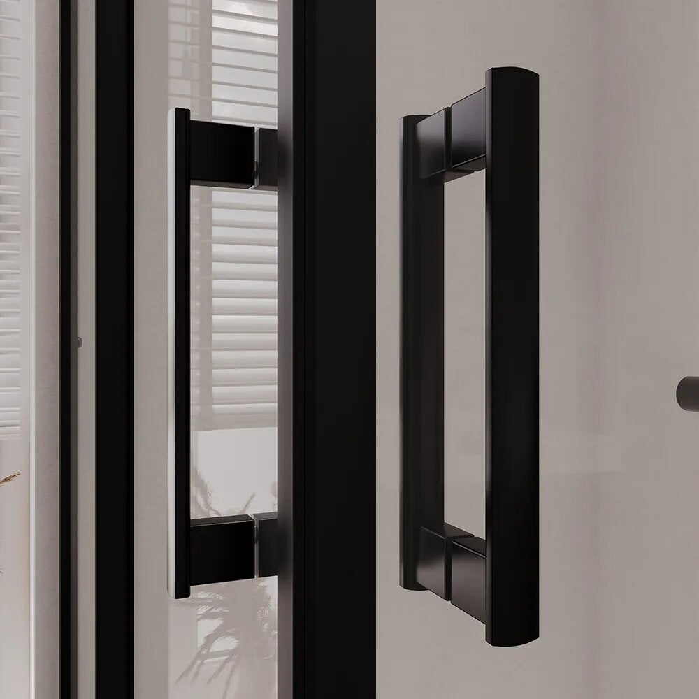 Box doccia 80x90 cm angolare doppio scorrevole profili neri vetro trasparente h190 | Java - 5