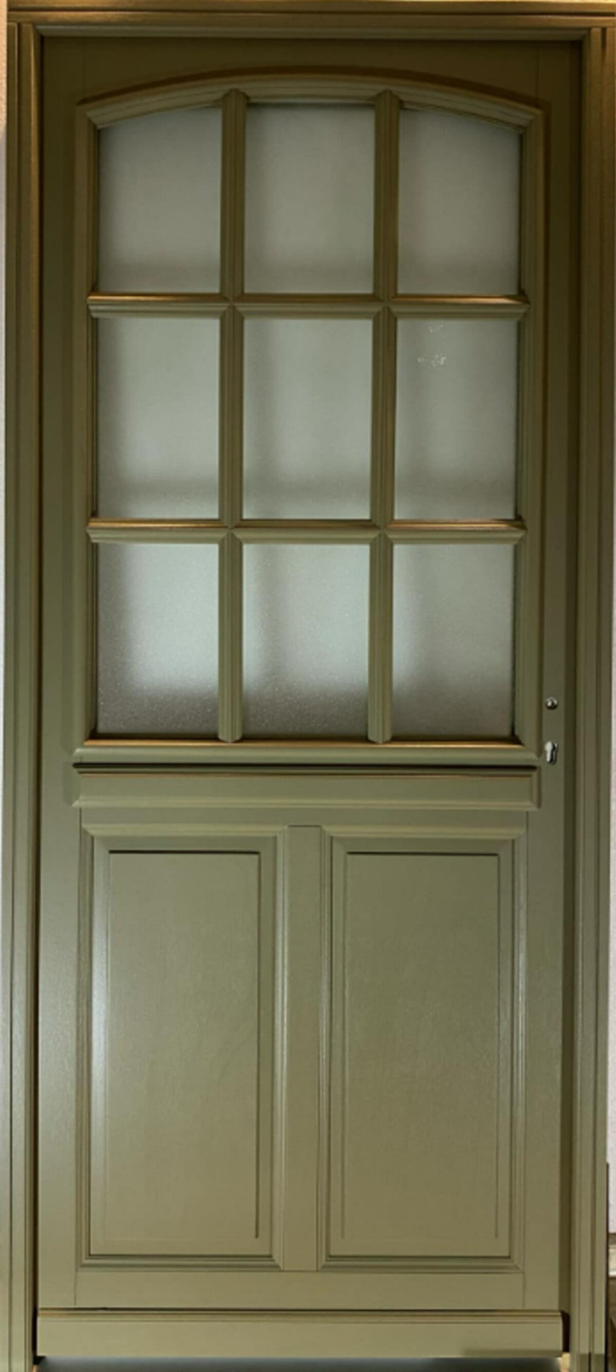 Porte D'entrée Bois Vitrée Andore Vert Gris Olive, H215 X L80 Cm Côte Tableau P.gauche Gd Menuiseries - 2