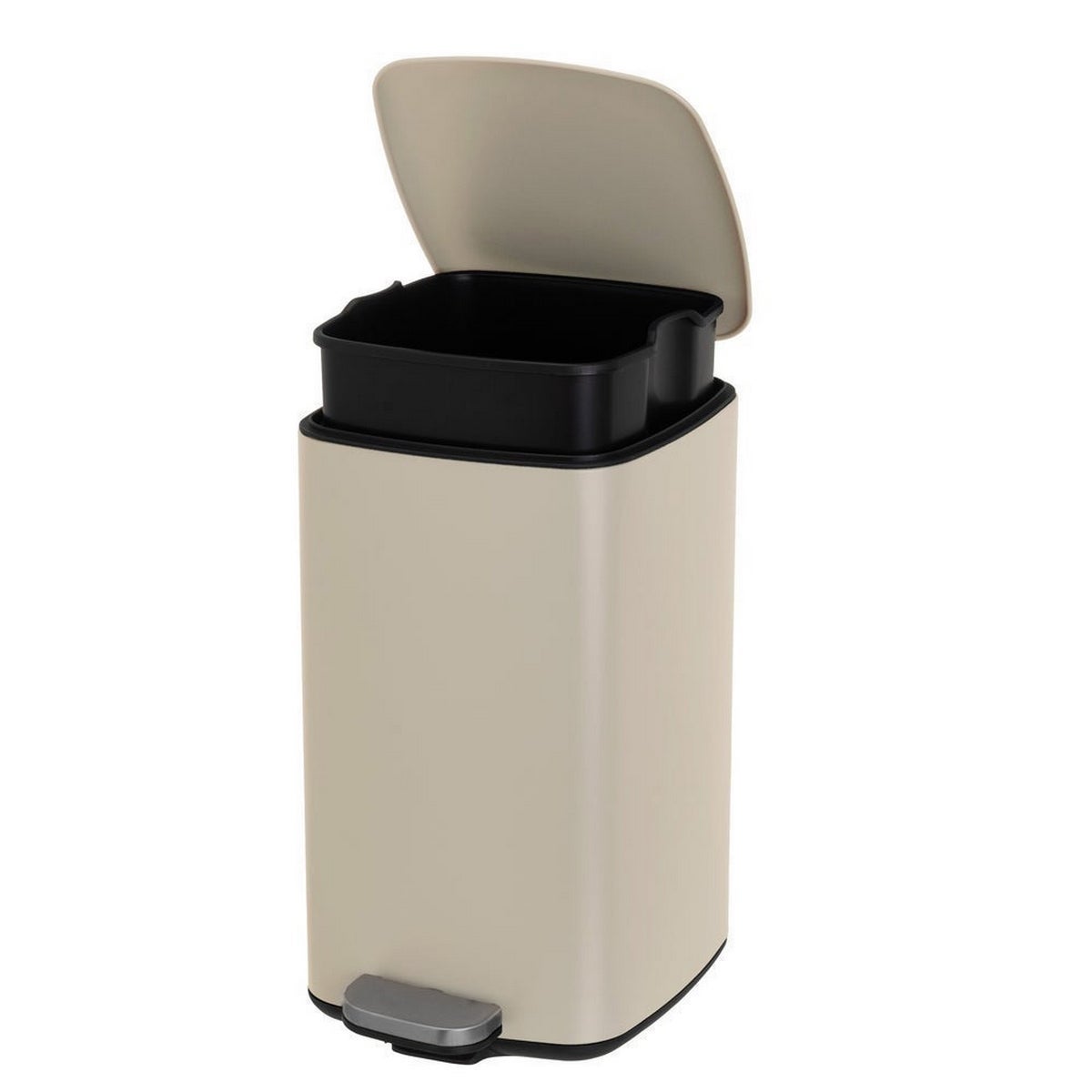 Cubo de basura cuadrado de 20 litros de metal beige mate antihuellas CasaSelección - 6