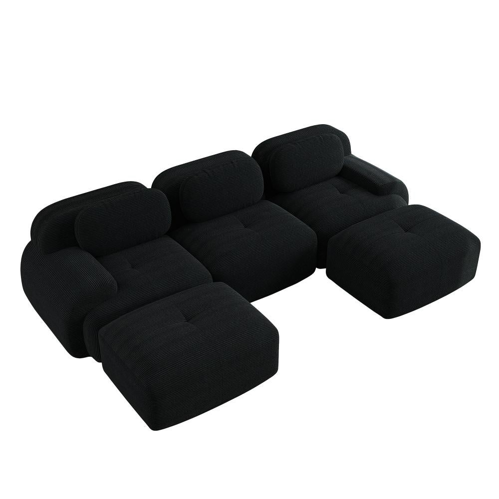 Canapé modulaire en U en tissu côtelé premium, sans montage, antidérapant, adapté aux animaux, rembourrage 32D,chambre et bureau - 5