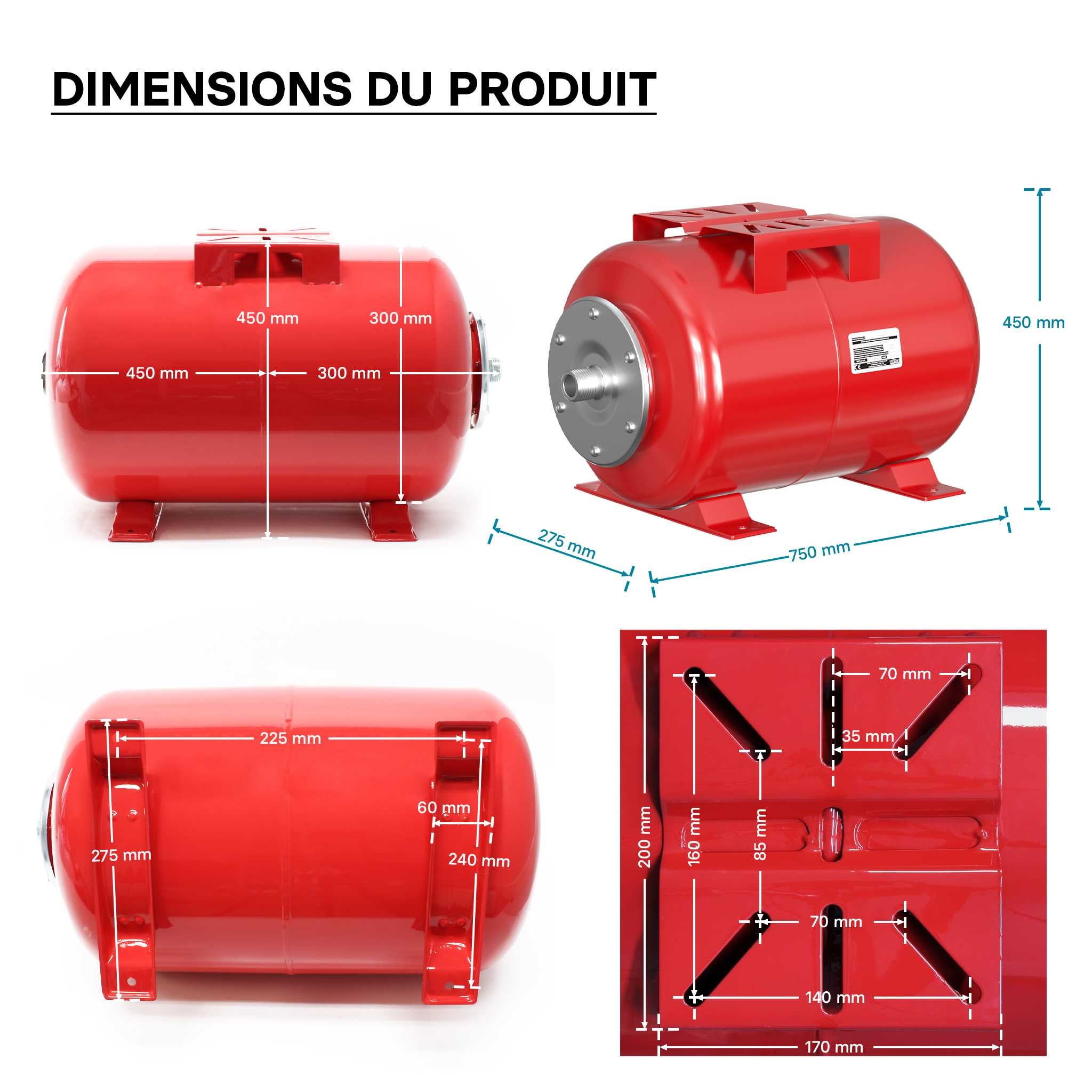 Vaso de expansión membrana EPDM 24L, depósito de presión, calderín para grupo de presión doméstico - 8