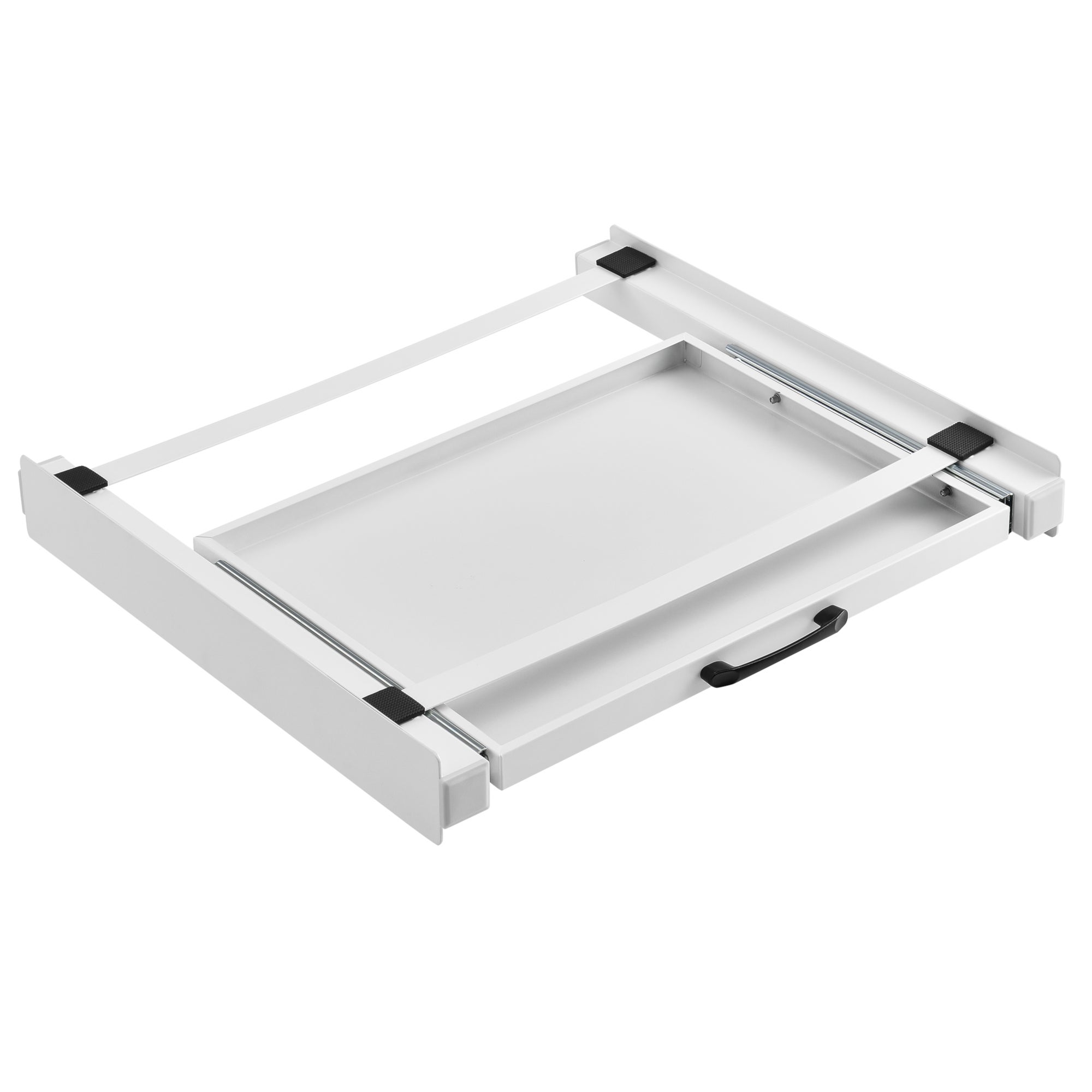 Kit De Superposition Universel Cadre Avec Tablette Coulissante Pour Lave-linge Sèche-linge Standard 60 Cm Machine À Laver Acier Laqué Blanc [en.casa] - 3