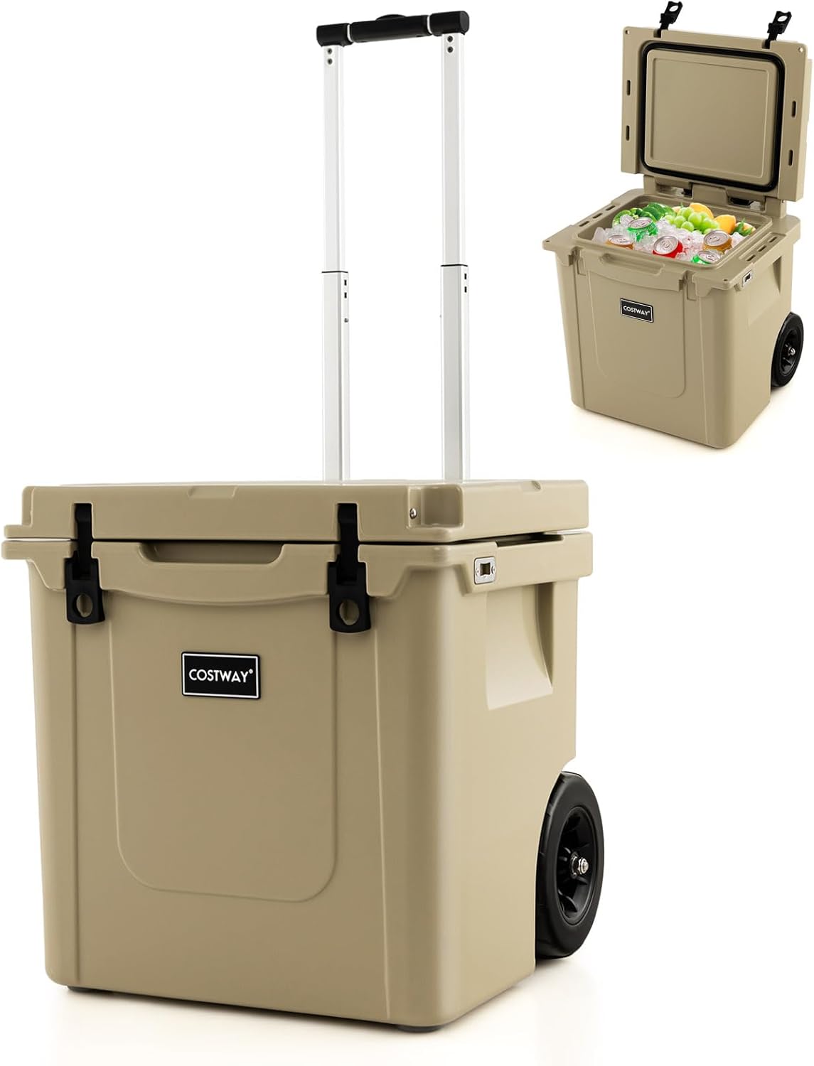 Glacière Portable 43 L, avec Roues Tout-Terrain, Pieds