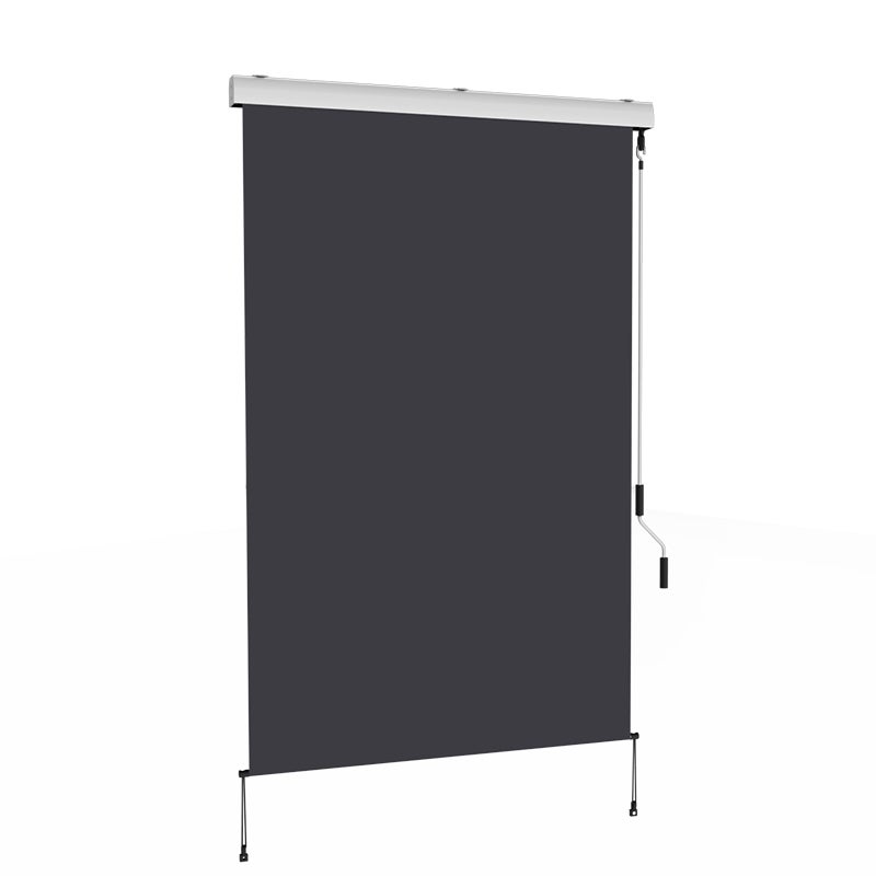 Store vertical 1,8 x 2,5 m enrouleur extérieur terrasse ou balcon - Armature Blanc laqué - Toile Gris anthracite - 5