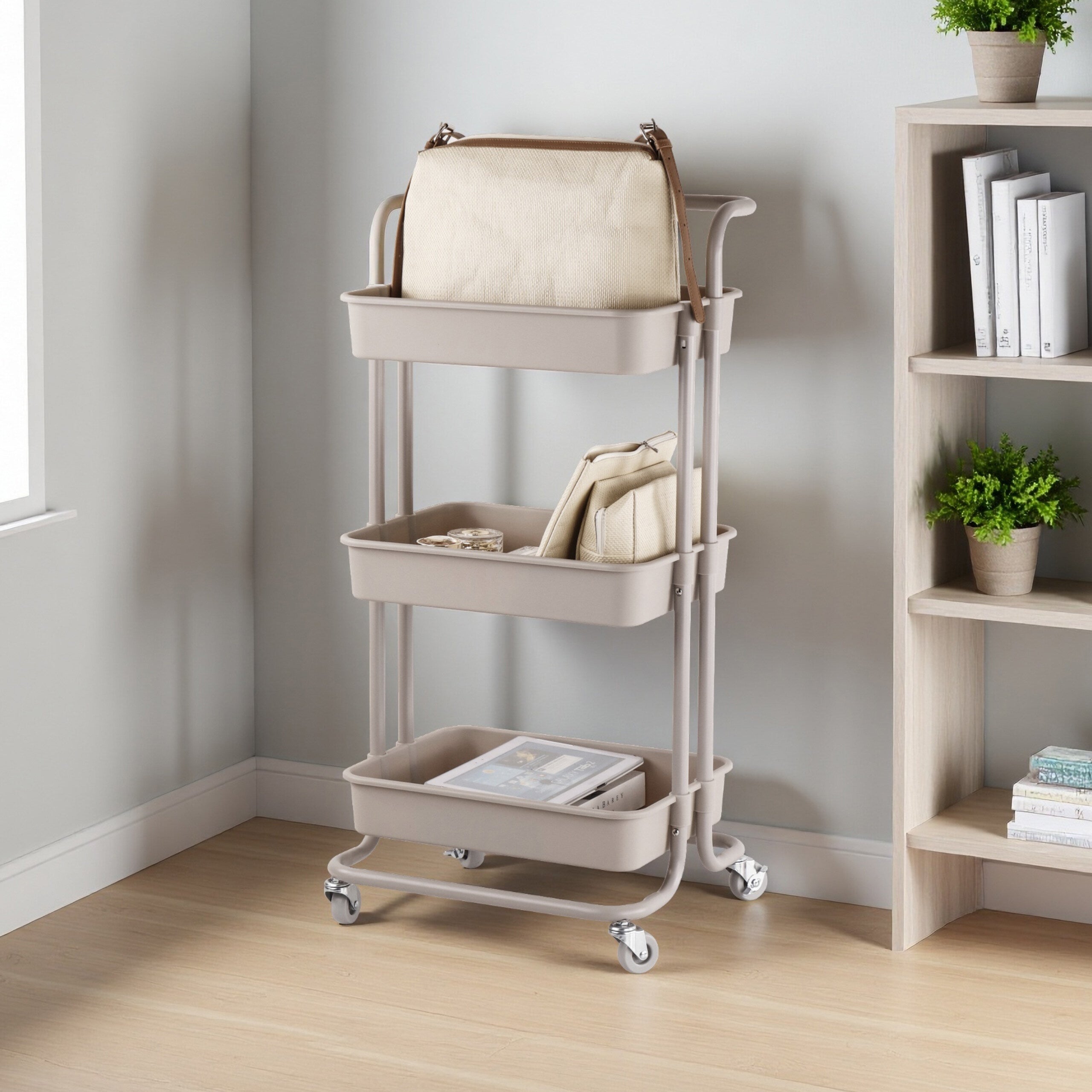 Carrello Da Cucina Multiuso Relaxdays Con Ruote - 3 Ripiani, Acciaio Bianco, H86xL38xP39 Cm