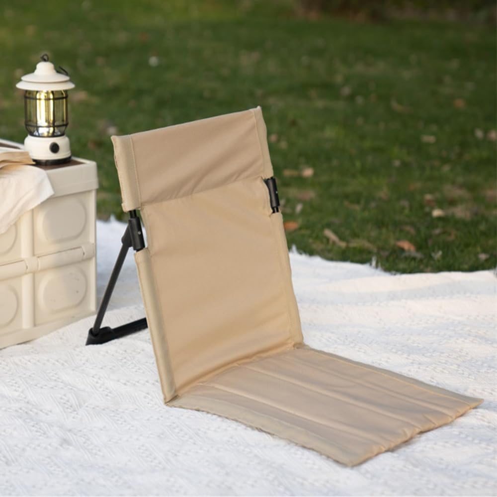 Silla de camping plegable ultraligera con respaldo, que puede utilizarse como un cómodo asiento de suelo para exteriores. - 4