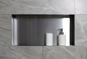 BERNSTEIN - Niche murale de douche, étagère encastrable douche acier inox, sans rebord - 60x30x10cm - BS603010 Acier brossé