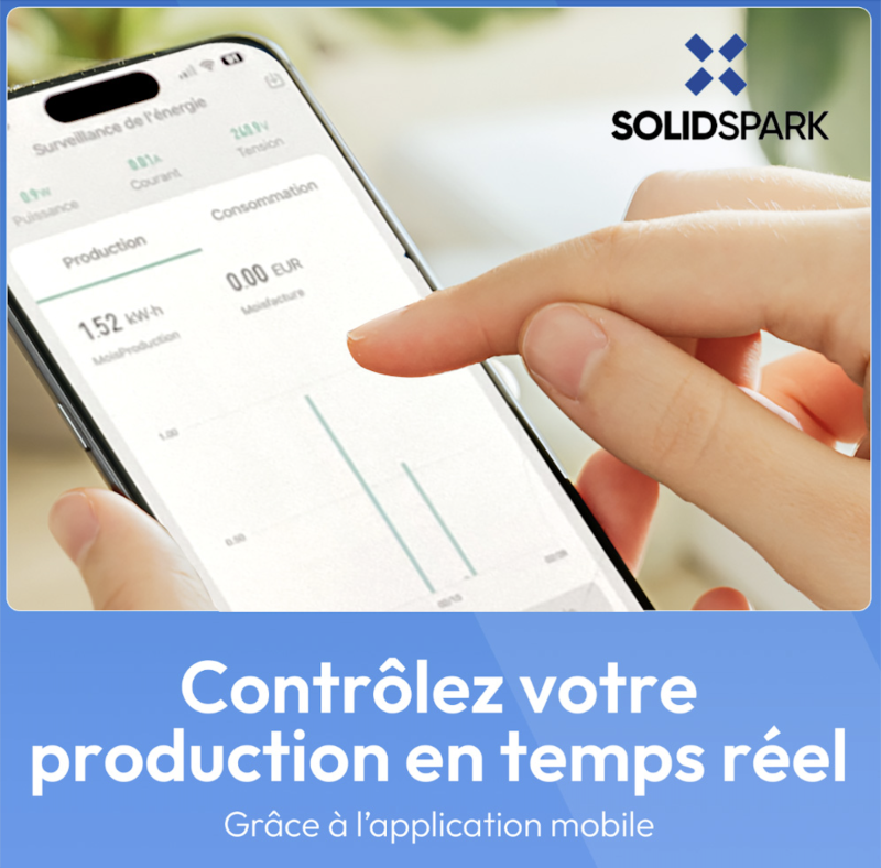 Panneau Solaire en kit Plug and Play Balcon - 400W - Panneaux Monocristallins avec Micro Onduleur EV500 - Montage Rapide 30 Minutes - Application Tuya - 5