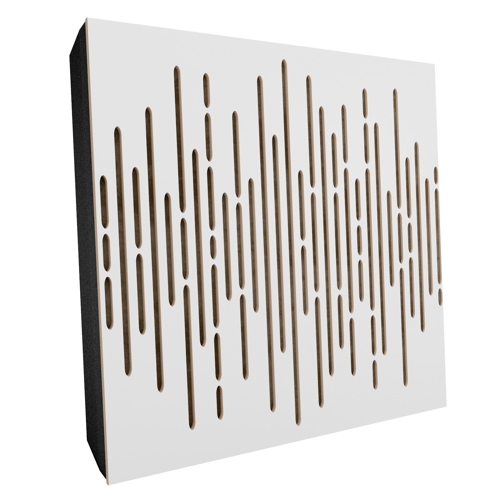 Lot de 2 Panneaux acoustiques WAVE-F décoratifs insonorisants 50x50x5 cm - MDF perforé laminé, tissu et mousse acoustique -Blanc+Beige - 2