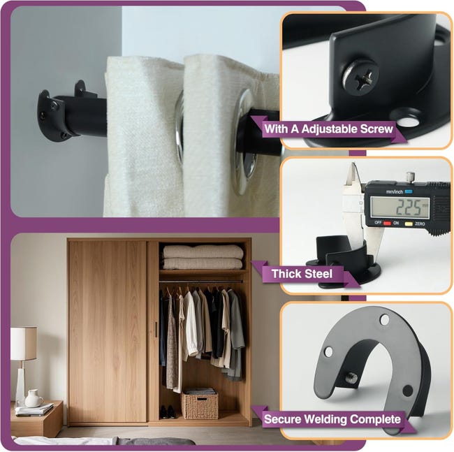 TOP-VIGOR 2 staffe per asta per armadio, 25 mm di diametro, a forma di U, supporto per asta con flangia in lega di zinco, supporti per asta per tenda da doccia TOP-VIGOR 2 staffe per asta per armadio, 25 mm di diametro, a forma di U, supporto per asta con flangia in lega di zinco, supporti per asta per tenda da doccia