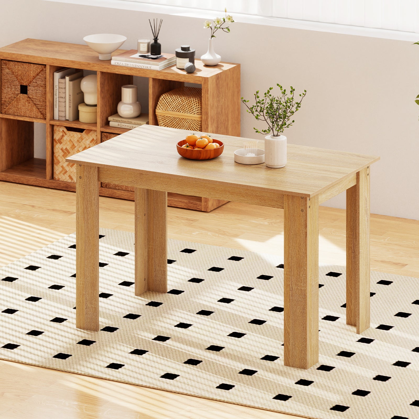 Dywan do jadalni 120 x 70 x 75 cm dla 4 do 6 osób, prostokątny stół o nośności 60 kg do kuchni, jadalni, naturalny - 6