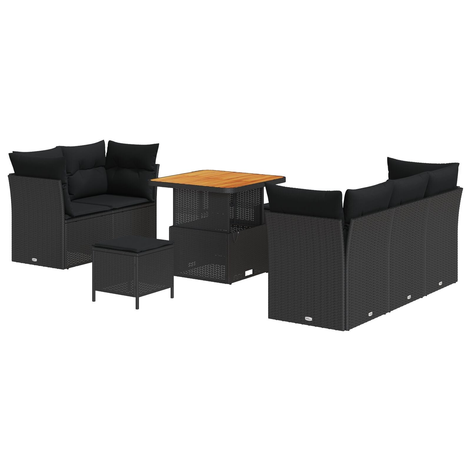 Zestaw Sof na Ogród 8 pcs Czarny polirattan vidaXL