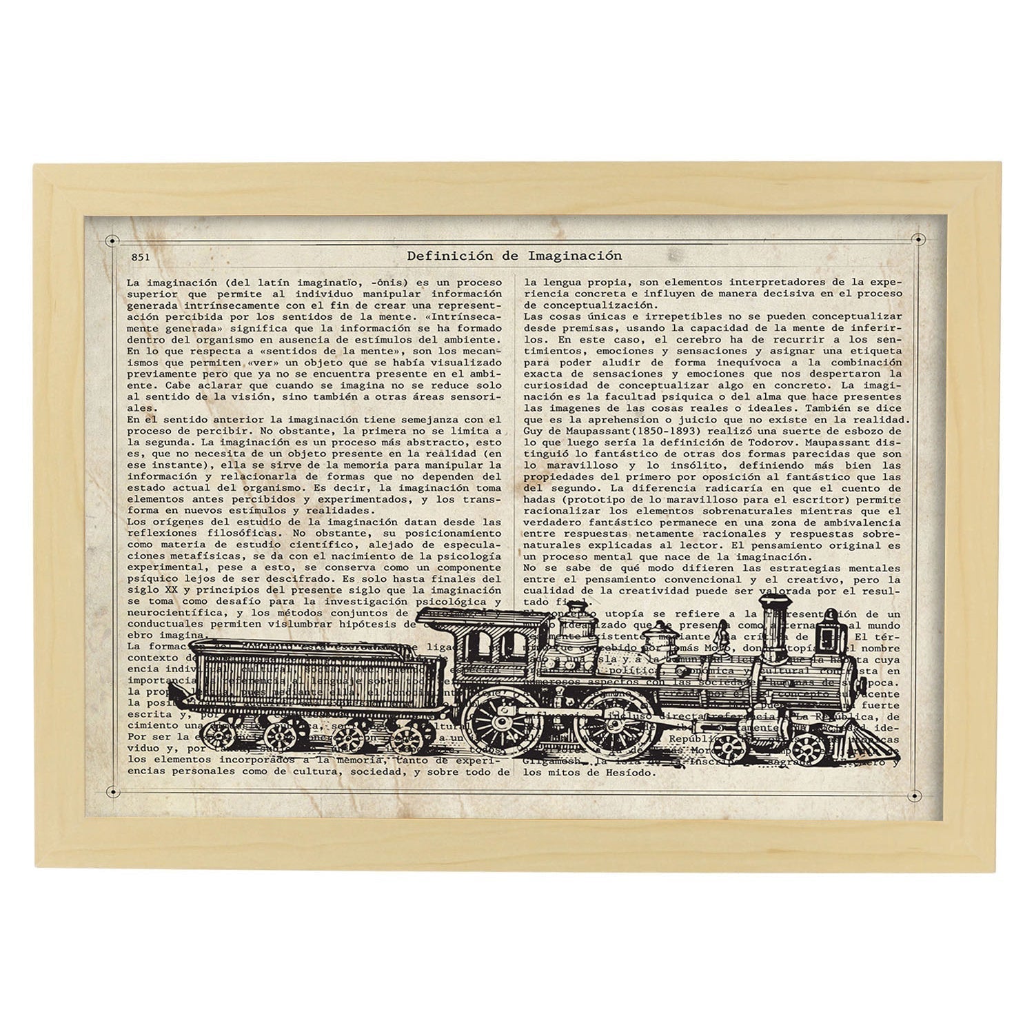 Affiches D'objets Vintage Lame De Locomotive Vintage Avec Des Images D'objets Et D'instruments Vintage, Avec Des Définitions En Espagnol Cadre Noir A3 - 2