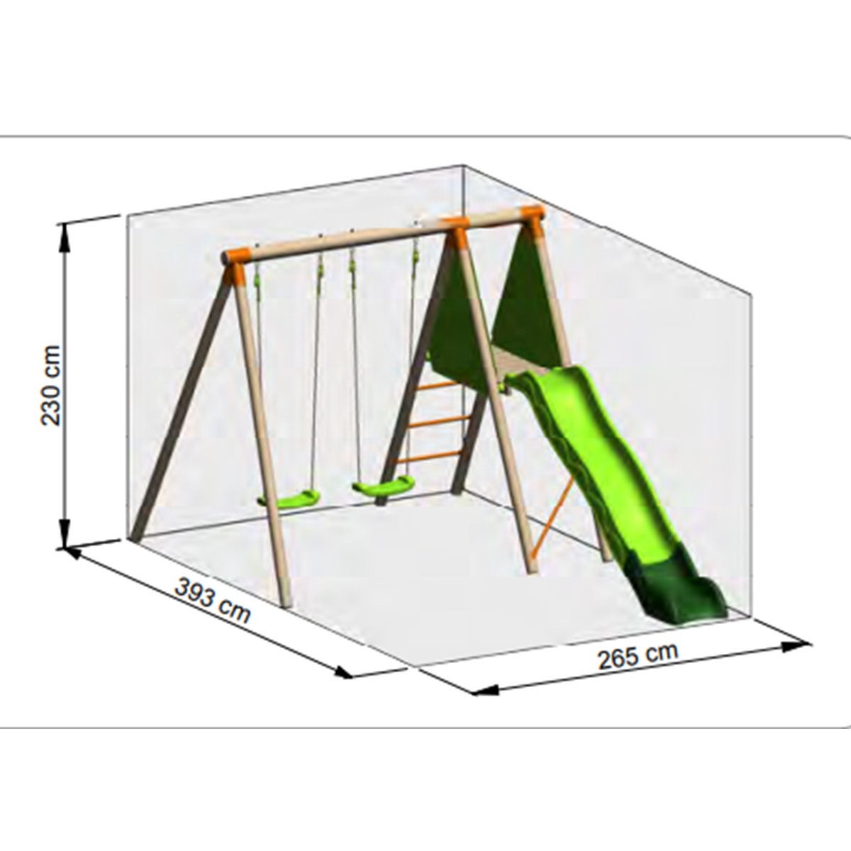 Balançoire en bois 2,30 m Topwood LUMI - 4 enfants - 4