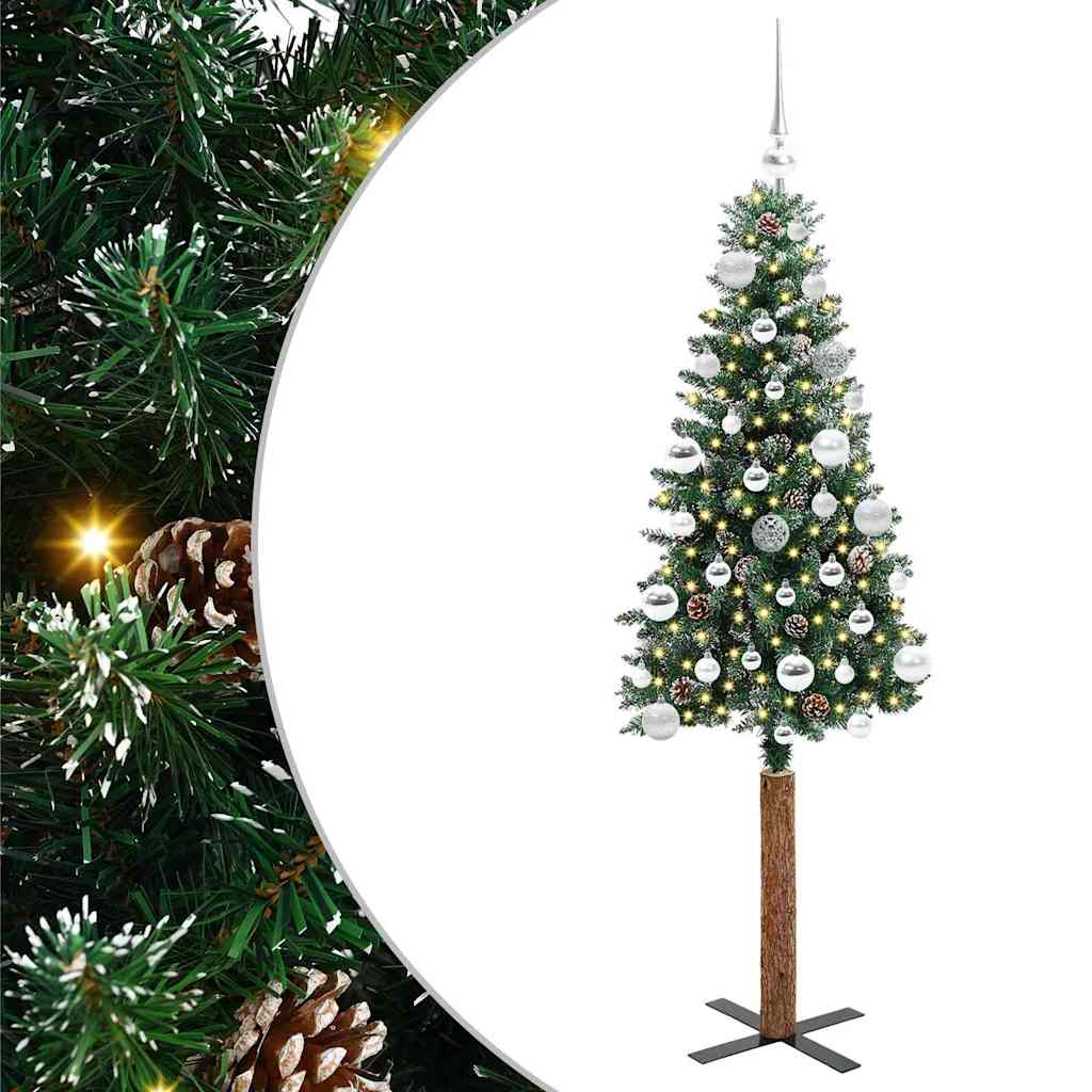 Szczupła Choinka z 150 diodami LED Zielony i Biały 150 cm