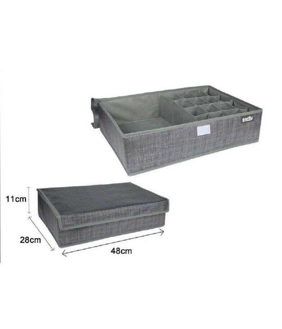 Trade Shop - Porta Oggetti Tessuto Organizer Contenitore Biancheria 17 Posti 48x28x11cm 69722 - - 2