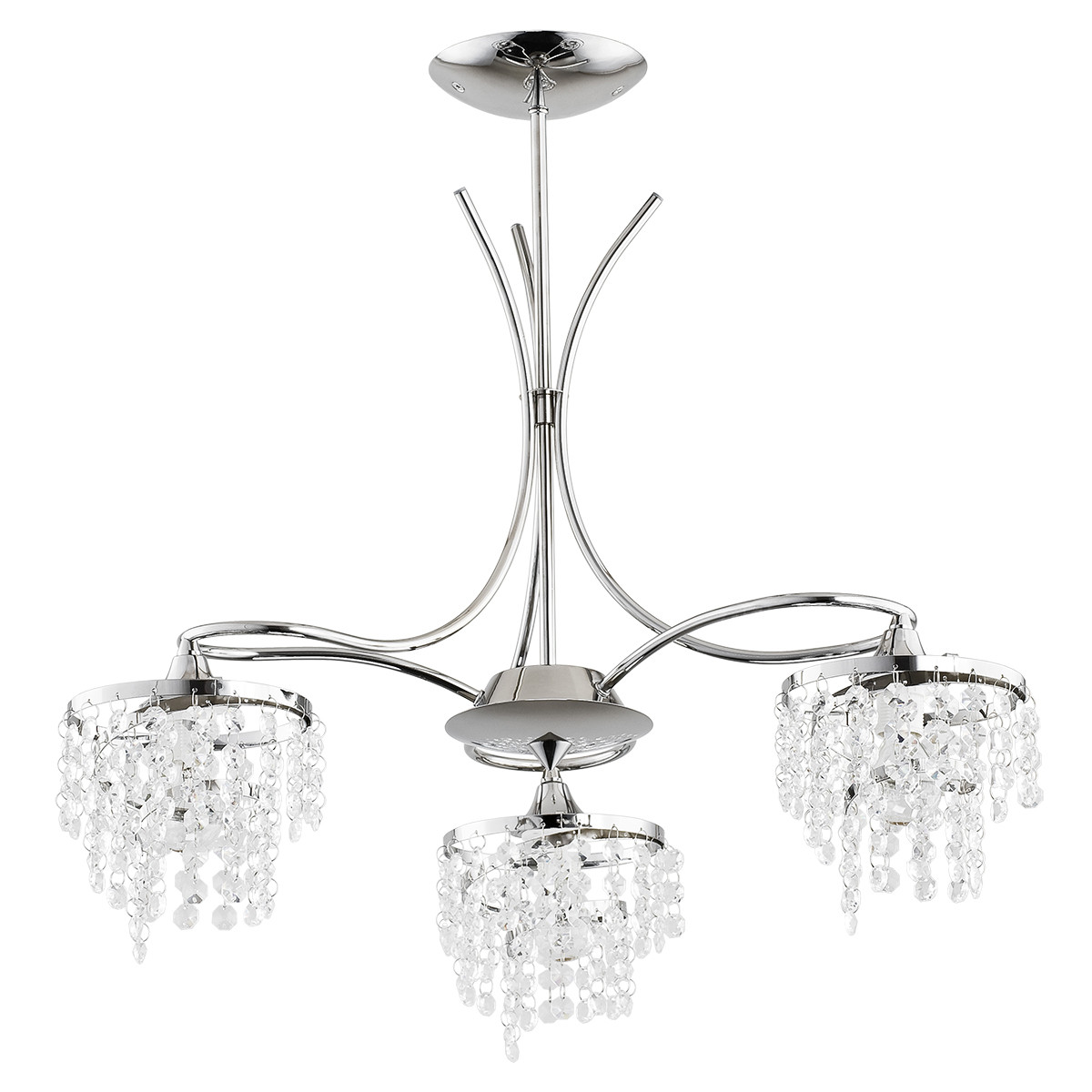 Lampa wisząca Kaliopa chromowana przezroczysty 3xE14x10W kryształowa wym: 56 x 50 x 50 cm metal Alfa - 3