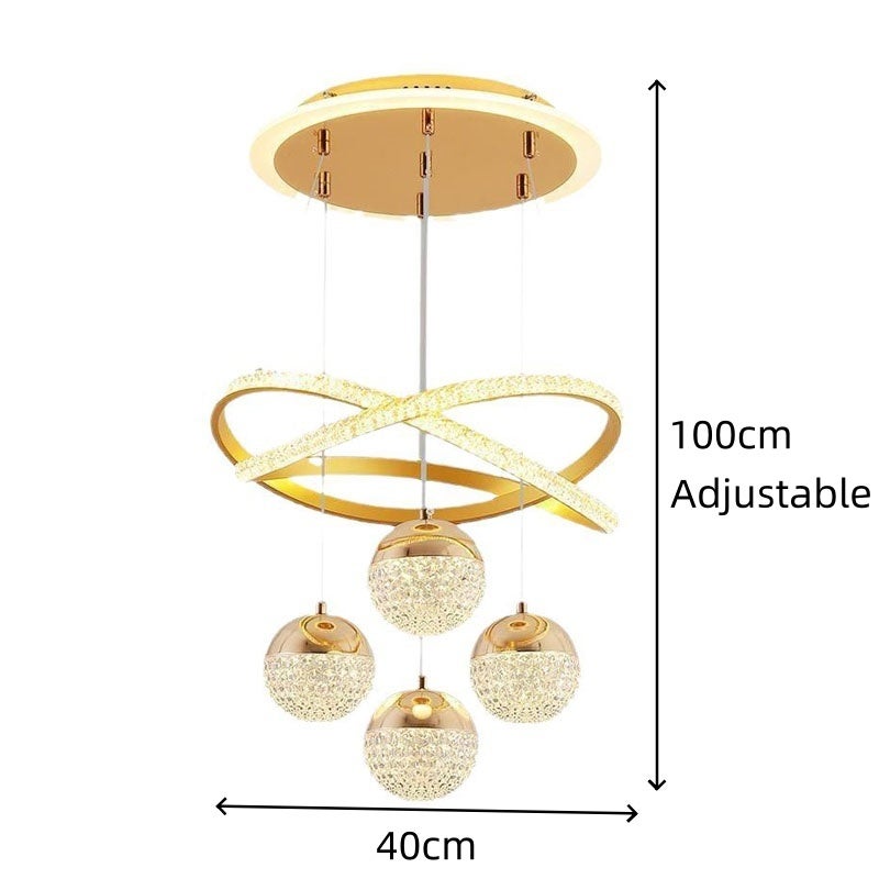 LEDANDER Lustre LED moderne, plafonnier, lampe LED, variateur tricolore, design doré à quatre sphères, convient pour la salle à manger et la chambre - 2