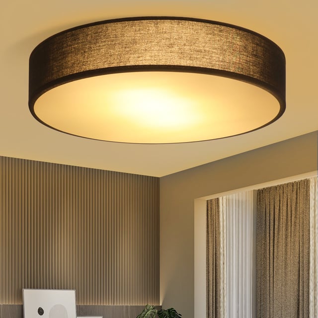 ZMH Nowoczesna czarna lampa sufitowa z tkaniny Ø38 cm z dwoma żarówkami E27